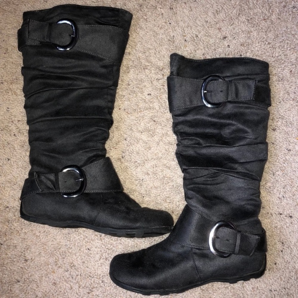 Grey Buckle Boots